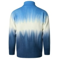 Fvwitlyh плюс размер пуловер Мъжки небрежни копчета за якички с дълъг ръкав надолу по пуловер с пуловер с кабел с джобове с джобове с джобове