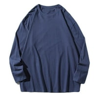Мъжки кръгла шия с дълъг ръкав пуловер суичър солиден цвят ежедневна есенна тениска суичър за мъже блуза флот xxl