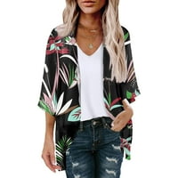 Открит женски преден пролет жилетка Summer Cardigan Chiffon Floral Loose Cover Up Luse Casual Blouse Tops Kimono Sleeve Fall Beach Multicolor L