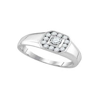 Diamond Princess 14kt бяло злато мъжки кръг диамантен клъстер пръстен cttw
