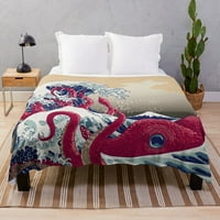 Октопод хвърляне на одеяло Cephalopod Vintage Style Cartoon Print Flannel Fleece Onganet за всички сезони за диван легло диван