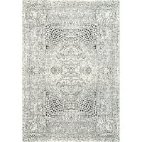абстрактен модерен килим с Медальон, 8 '10', Бежов