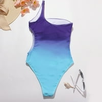 Puntoco дамски плюс размер бански костюми Процарък за печат от едно парче едно рамо бански костюм без гръб подплатени бикини синьо