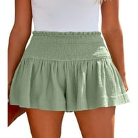 Grianlook Ladies Summer Beach Shorts Solid Color Mini Pant Bermuda Кратки горещи панталони жени Разхлабени дъна Хавай еластична талия бял l