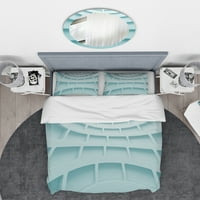 Дизайнарт '3Д Светло синьо архитектурен дизайн' модерен и съвременен комплект пухени корици
