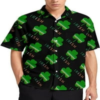 Ирландска Детелина Мъжка риза бутон надолу къс ръкав хавайски ризи отгоре за плаж бизнес ежедневни