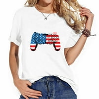4-ти юли видео игра геймър САЩ флаг тениска с къс ръкав за жени-модерни графики и удобно прилягане