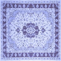Ahgly Company Machine Pashable Indoor Square Persian Blue Traditional Area Cugs, 6 'квадрат