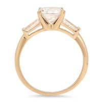 2. CT Brilliant Round Cut Clear Simulated Diamond 18K Yellow Gold Три камъни пръстен SZ 7.25