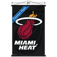 Miami Heat - Плакат за стена с лого с дървена магнитна рамка, 22.375 34