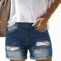 Miayilima дънки за жени дънки къси панталони улични модерни бейзболни деним шорти размер m