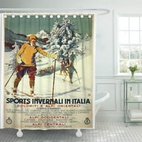 Ретро реколта зимни спортове италиански пътувания 1920 -те крос кънтри душ завеса