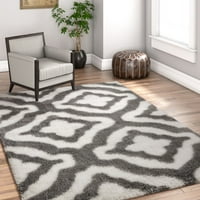 Добре изтъкано перо Джеси Трелис Модерна шаг Марокански решетка бяла 7'10 9'10 мека зона за килим