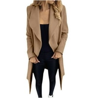 Есенни якета модна дамска превръзка на кардиган зима солиден дълъг ръкав външно облекло на модата ежедневно дълго палто