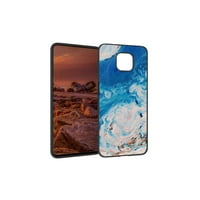 Съвместим с Moto G Power Phone Case, Blue-Marble- Защитен за силикон за тийнейджърка за момче за мото мощност