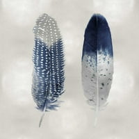 Синя перо двойка на печат на сребърен плакат от Julia Bosco JBC114216