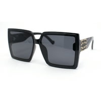 Женски квадратни вмъквания леща правоъгълник пластмаса модни слънчеви очила черно злато мрамор - черно