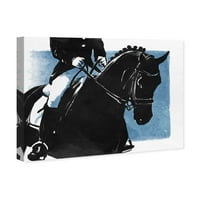 Животни в студио Уинууд Принт коне и ездачи Животни-Черно, синьо