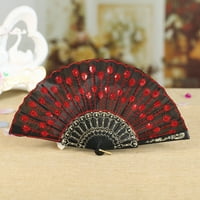 Вентилатори китайски стил танц на сватбено парти дантела коприна сгъваемо ръчно държана вентилатор за цветя