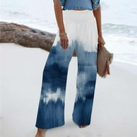 Женски памучни панталони летни ежедневни плажни торбички с широки панталони за крака Дами с висока талия патрони панталони с джоб
