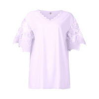 Жени плюс размер върхове солидни стилни къси ръкави блуза лято женски ризи 2xl