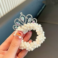 Cherryhome Crown Artificial Pearl Scrunchies Crown Pearl Hair Ties for Kids Elegant Artle Artifice Pearl Accessories