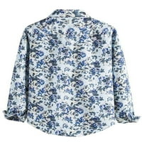 Луксозни мъжки Блузи блуза с дълъг ръкав ризи ежедневни туника празнична блуза флорални 3хл