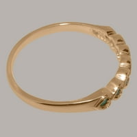 Британски направени 9к Розово злато естествен Изумруд Дамски обещание пръстен - Опции за размер-размер 9.5