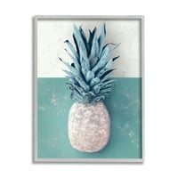 Ступел индустрии тропически ананас плодове заглушен зелен бежов сив рамка стена изкуство, 14, дизайн от Зивей ли