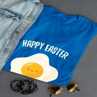 Сладко Пържено Яйце Честит Великден Графични Жени Кралско Синьо Тениска, Женски Голям