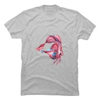 Betta Fish Mens Athletic Heather Cream Graphic Tee - Дизайн от хора m