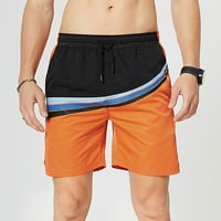 Xinqinghao Lounge Shorts Мъжки летни райета контраст цвят Небрежен спортен плаж на открито плаж с пет точки Панталони товари Черни S