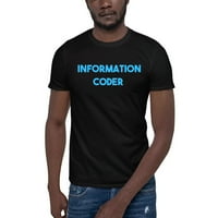 Синя информационна кодер с къс ръкав памучна тениска от неопределени подаръци