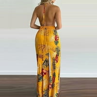 Небрежни панталони разработва клирънс жени модна халтер за гръбнак с ръка крак флорален печат Jumpsuit