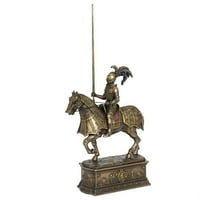Средновековен брониран рицар и кон с копче за декорирана основа от XoticBrands с размер на Веронезес