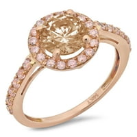CT Brilliant Round Cut Clear Simulated Diamond 18K Rose Gold Halo Solitaire с акценти пръстен SZ 9