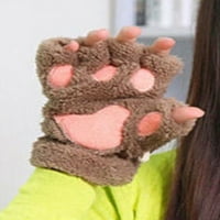 Lisenrain жени котка нокът плюшени ръкавици плюшени ръкавици половин пръст зима топло