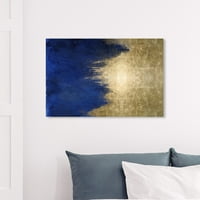 Абстрактно платно за стена принтове 'светлинна симфония в синьо' боя-синьо, златно