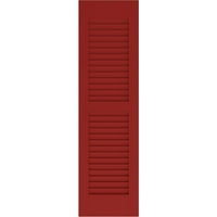 Екена Мелница 12 В 75 Х Америкрафт Две Еднакви Жалузи Екстериор Истински Дървени Щори, Огън Червено