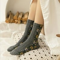Cara Lady Women's Creative Retro малки флорални чорапи пачуърк цвят ежедневни памучни чорапи черни