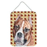 Carolines Treasures SC9680DS Staffordshire Bull Terrier Сербествен есенни листа стена или врата висящи щампи, 12x16