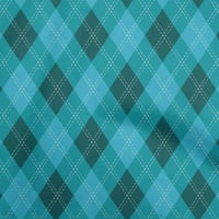 OneOone Cotton Jersey Turquoise Blue Fabric Check Sheing Craft Projects Fabric Отпечатъци от двор