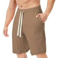 Мъже плажни спортни къси панталони ежедневни летни солидни джобни еластични талия направо половин къси панталони фитнес панталони