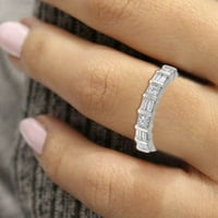 14к Бяло Злато принцеса-нарязани и багет диамант булчинска сватбена халка пръстен