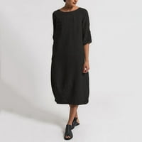 Жени летен стил Feminino Vestido тениска памук ежедневно плюс размер дамска рокля, черна, l