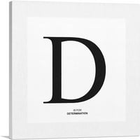 Модерна черно -бяла сива серифна азбучна буква D платно от печат на изкуството - размер: 36 36