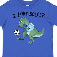 Inktastic обичам футболно-динозавър в синя подарък малко дете момче или тениска за момиче