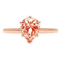 1.0 КТ круша нарязани червено симулирани диамант 18К розово розово злато гравиране изявление Годишнина годеж сватба пасианс пръстен размер 5.75