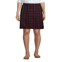 Lands's End School Uniform Женски кариран Bo Pleat Пола отгоре на коляното