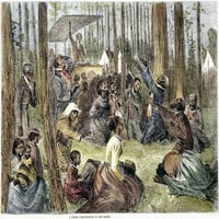 Лагерно Събрание, 1872. Среща На Нкамп В Американския Юг. Гравюра От Дърво, Американска, 1872. Плакат печат от